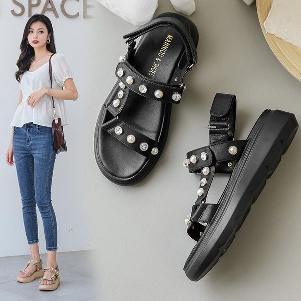 summer leather women's shoes sponge cake with round head rivets sandals sports style casual platform z752, Black
summer leather women's shoes sponge cake with round head rivets sandals sports style casual platform z752, Black