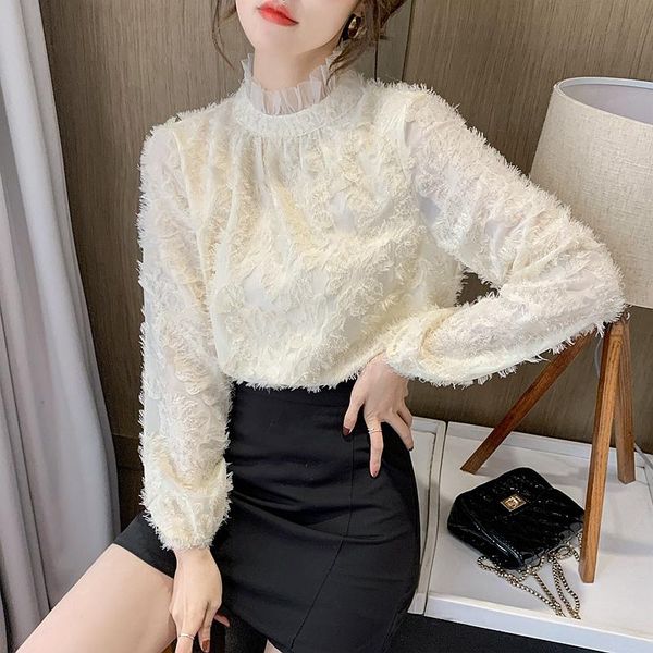 women's blouses & shirts women stand collar fringe blouse lace long sleeve ladies office workwear blusas mujer de moda, White
women's blouses & shirts women stand collar fringe blouse lace long sleeve ladies office workwear blusas mujer de moda, White
