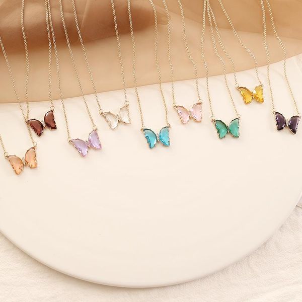 pendant necklaces elegant sweet crystal butterfly choker necklace for women fashion colorful transparent glass jewelry, Silver
pendant necklaces elegant sweet crystal butterfly choker necklace for women fashion colorful transparent glass jewelry, Silver
