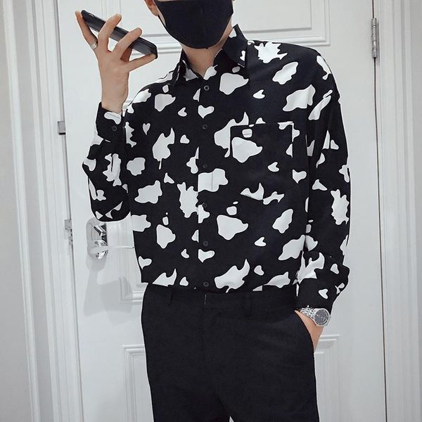 men's casual shirts 2021 print men's shirt autumn long sleeve korean loose social party male clothing streetwear hip hop harajuku, White;black
men's casual shirts 2021 print men's shirt autumn long sleeve korean loose social party male clothing streetwear hip hop harajuku, White;black