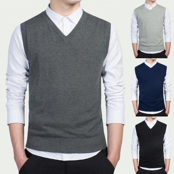 men's vests autumn and winter all-match cotton knitted v-neck sweater sleeveless pullover business casual vest, Black;white
men's vests autumn and winter all-match cotton knitted v-neck sweater sleeveless pullover business casual vest, Black;white