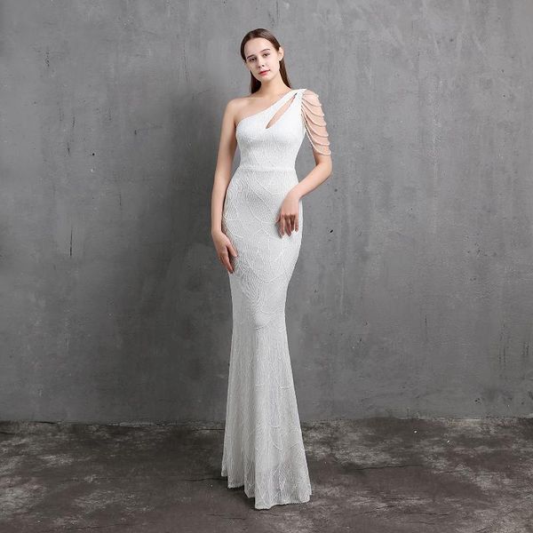 party dresses fashion one-shoulder mermaid prom vestido de noiva slim elastic sequin dress long gown festa, White;black
party dresses fashion one-shoulder mermaid prom vestido de noiva slim elastic sequin dress long gown festa, White;black