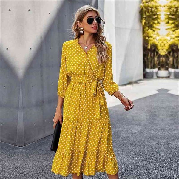spring autumn dot bandage women dress sashes casual ruffles v neck high waist slim print long for woman fashion, Black;gray
spring autumn dot bandage women dress sashes casual ruffles v neck high waist slim print long for woman fashion, Black;gray
