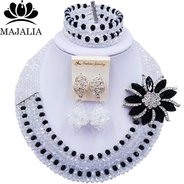 earrings & necklace majalia clear ab and black crystal beaded pretty african jewelery set nigerian wedding clothing sets 5st008, Silver
earrings & necklace majalia clear ab and black crystal beaded pretty african jewelery set nigerian wedding clothing sets 5st008, Silver
