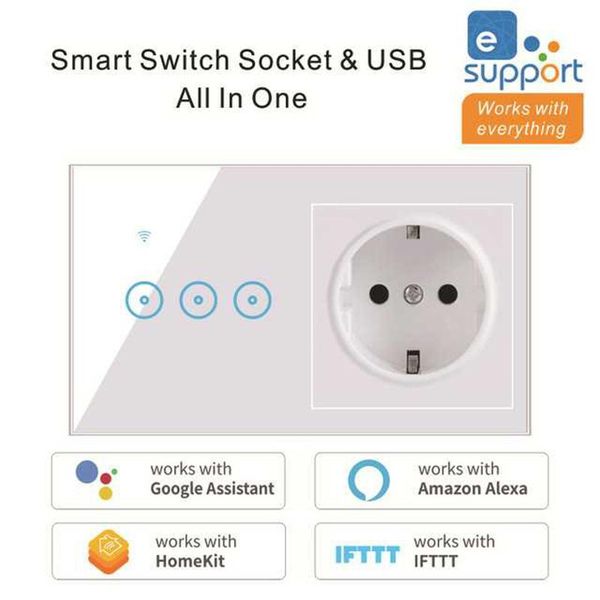 smart home control wifi led light switch with eu socket 90-240v 1/2/3 gang wall touch work alexa google iftewelink
smart home control wifi led light switch with eu socket 90-240v 1/2/3 gang wall touch work alexa google iftewelink