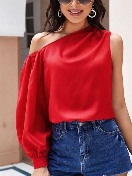 solid asymmetrical neck i1xy#, White