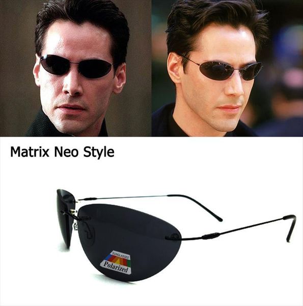 ultralight rimless titanium men driving sunglasses the matrix neo style polarized oculos de sol, White;black
ultralight rimless titanium men driving sunglasses the matrix neo style polarized oculos de sol, White;black