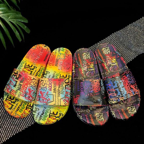 women fashion flip flops outside colored graffiti falt slippers non-slip sandals shoes sandalias de las mujeres, Black
women fashion flip flops outside colored graffiti falt slippers non-slip sandals shoes sandalias de las mujeres, Black