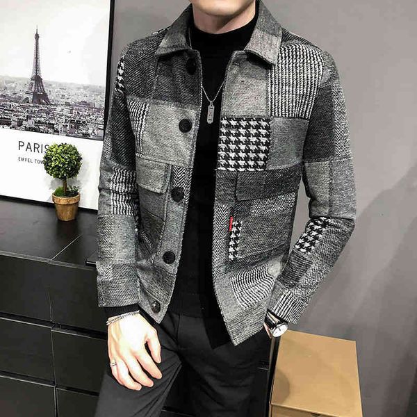 men's wool & blends abrigo hombre korean casual men stitching jacket slim fashion warm long-sleeved plaid gentleman pockets coat m, Black
men's wool & blends abrigo hombre korean casual men stitching jacket slim fashion warm long-sleeved plaid gentleman pockets coat m, Black