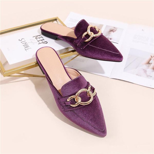 arrival fashion slip-on lazy slides women pointed toe flat mules slippers suede solid color low heel luxury sandals, Black
arrival fashion slip-on lazy slides women pointed toe flat mules slippers suede solid color low heel luxury sandals, Black
