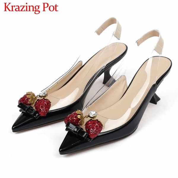 dress shoes krazing pot mixed colors sweet crystal strawberry bowtie high heels pointed toe slip on elegant women fashion shallow pumps l09, Black 
dress shoes krazing pot mixed colors sweet crystal strawberry bowtie high heels pointed toe slip on elegant women fashion shallow pumps l09, Black