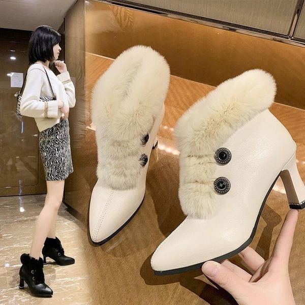 boots one yona 2021 winter fashion all-match women high heels thin pointed toe plush slip-on, Black
boots one yona 2021 winter fashion all-match women high heels thin pointed toe plush slip-on, Black