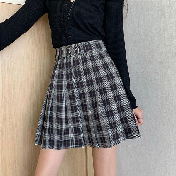 skirts autumn plaid printed pleated women's mini skirt high waist zipper belt female 2021 vintage simple casual lady bottom, Black
skirts autumn plaid printed pleated women's mini skirt high waist zipper belt female 2021 vintage simple casual lady bottom, Black