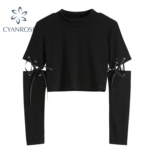 long sleeve split drawstring lace-up crop t shirt summer new streetwear gothic punk black tees mujer crewneck trendy 210417, White
long sleeve split drawstring lace-up crop t shirt summer new streetwear gothic punk black tees mujer crewneck trendy 210417, White