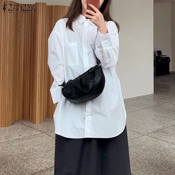 women's polos vintage blouse long sleeve collared blusas zanzea 2021 women irregular hem shirt back double design femininas slit s, White
women's polos vintage blouse long sleeve collared blusas zanzea 2021 women irregular hem shirt back double design femininas slit s, White