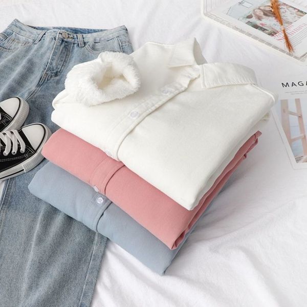 Solid color thickened warm women's 2021 autumn winter Korean loose literature and art Plush bottomed foreign style shirt top, White;black
Solid color thickened warm women's 2021 autumn winter Korean loose literature and art Plush bottomed foreign style shirt top, White;black