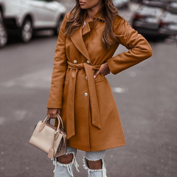 women's wool & blends women faux coat trench jacket solid blend slim belt coats double breasted woollen trendy outerwear, Black
women's wool & blends women faux coat trench jacket solid blend slim belt coats double breasted woollen trendy outerwear, Black