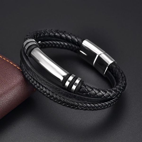 charm bracelets multilayer leather men's bracelet with magnetic clasp fashion black braided for men jewelry gifts, Golden;silver
charm bracelets multilayer leather men's bracelet with magnetic clasp fashion black braided for men jewelry gifts, Golden;silver