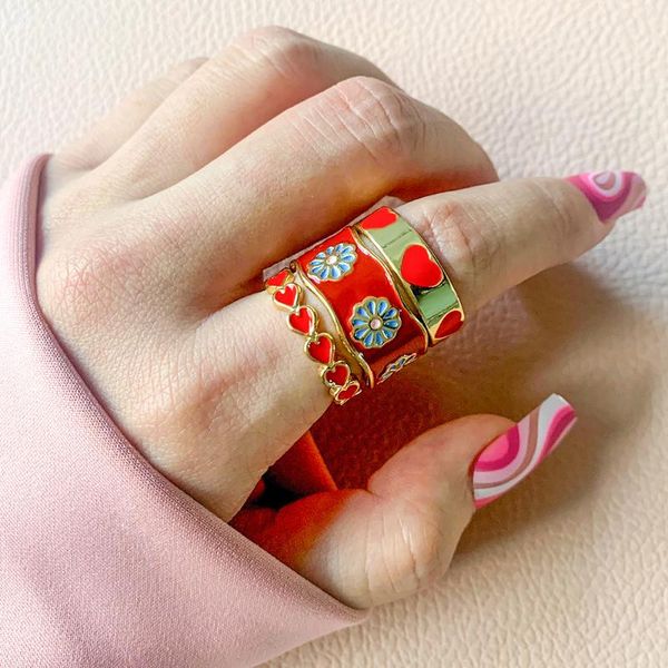 cluster rings fashion red color love heart set for women korea style y2k aesthetic daisy flower ring couple jewelry gifts wholesale, Golden;silver
cluster rings fashion red color love heart set for women korea style y2k aesthetic daisy flower ring couple jewelry gifts wholesale, Golden;silver