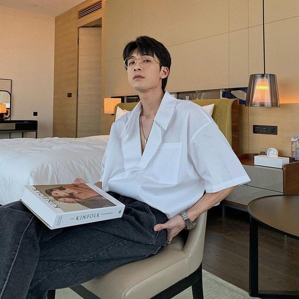 men's casual shirts 2021 summer white shirt male fashion ruffian day wear short sleeve high-grade match handsome retro hong kong wind s, White;black
men's casual shirts 2021 summer white shirt male fashion ruffian day wear short sleeve high-grade match handsome retro hong kong wind s, White;black