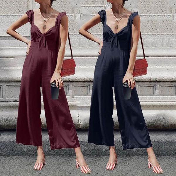 women's jumpsuits & rompers 5xl celmia summer women fashion ruffled jumpsuit solid v-neck summe romper bow tie wide leg casual loose lo, Black;white
women's jumpsuits & rompers 5xl celmia summer women fashion ruffled jumpsuit solid v-neck summe romper bow tie wide leg casual loose lo, Black;white