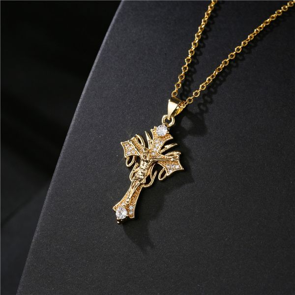 classic religious jewelry real gold electroplated copper micro inlaid crucifixion pendant necklace new, Silver
classic religious jewelry real gold electroplated copper micro inlaid crucifixion pendant necklace new, Silver