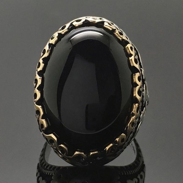 cluster rings large black stone for women retro antique silver color pattern engagement ring jewelry anillos anniversary gift p4q940, Golden;silver
cluster rings large black stone for women retro antique silver color pattern engagement ring jewelry anillos anniversary gift p4q940, Golden;silver