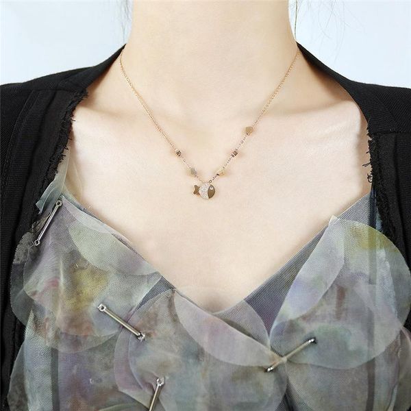 pendant necklaces 48.5cm stainless steel rose gold plated women's neck chain set zircon heart korean fashion necklace for women jewelry, Silver
pendant necklaces 48.5cm stainless steel rose gold plated women's neck chain set zircon heart korean fashion necklace for women jewelry, Silver