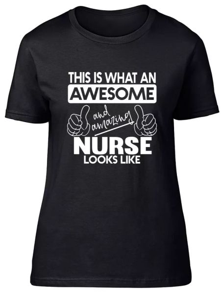 this is what an awesome and amazing nurse looks like fitted womens ladie t shirt, White;black
this is what an awesome and amazing nurse looks like fitted womens ladie t shirt, White;black