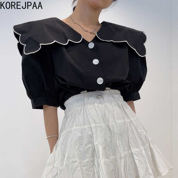 korejpaa women shirt summer korean chic retro lapel embroidery single-breasted loose drawstring waist puff sleeve blouses 210526, White
korejpaa women shirt summer korean chic retro lapel embroidery single-breasted loose drawstring waist puff sleeve blouses 210526, White