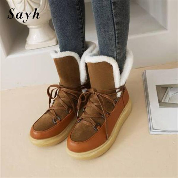 boots women ankle wedge thick sole snow lace up round toe winter warm platform short botas size 34-43, Black
boots women ankle wedge thick sole snow lace up round toe winter warm platform short botas size 34-43, Black