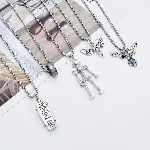 pendant necklaces kpop vintage silver color metal chain deer angel skull for women boho robot necklace party jewelry gift
pendant necklaces kpop vintage silver color metal chain deer angel skull for women boho robot necklace party jewelry gift