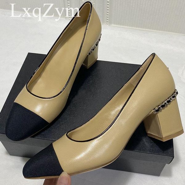 dress shoes women shallow pumps mixed color slip on chain party heels fashion brand genuine leather loafers, Black
dress shoes women shallow pumps mixed color slip on chain party heels fashion brand genuine leather loafers, Black