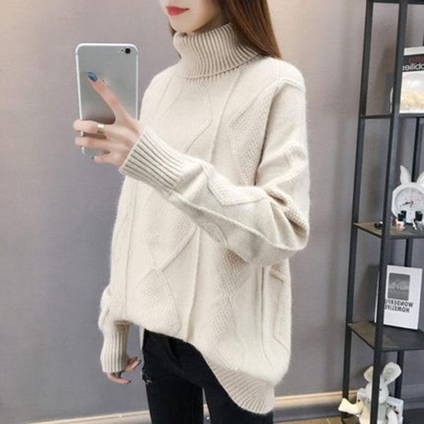 women's sweaters knitted turtleneck 2021 autumn winter women pullovers casual solid slim knit loose bottoming shirt rq240, White;black
women's sweaters knitted turtleneck 2021 autumn winter women pullovers casual solid slim knit loose bottoming shirt rq240, White;black