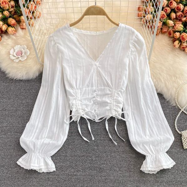 women's blouses & shirts fashion v-neck drawstring long sleeve shirt 2021 autumn foreign style waist closing bubble short white top
women's blouses & shirts fashion v-neck drawstring long sleeve shirt 2021 autumn foreign style waist closing bubble short white top