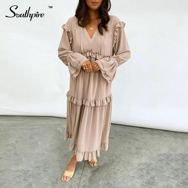 casual dresses southpire basic loose style chiffon ruffle midi women autumn winter 2021 long sleeve robe elegant dress clothes, Black;gray
casual dresses southpire basic loose style chiffon ruffle midi women autumn winter 2021 long sleeve robe elegant dress clothes, Black;gray