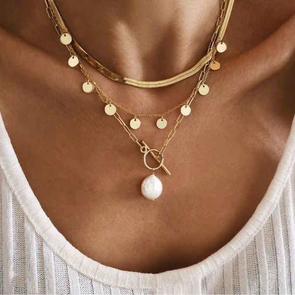pendant necklaces fashion multilevel snake chain collar necklace for women gold color layer geometric sequined faux pearl female jewely, Silver
pendant necklaces fashion multilevel snake chain collar necklace for women gold color layer geometric sequined faux pearl female jewely, Silver