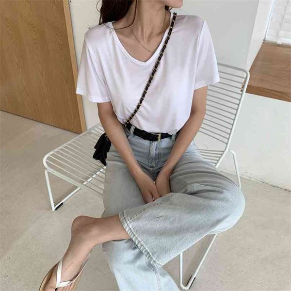 brief tee retro casual gentle basic short sleeves minimalist solid pullovers chic loose t-shirts 210525, White
brief tee retro casual gentle basic short sleeves minimalist solid pullovers chic loose t-shirts 210525, White
