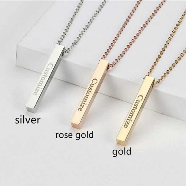 pendant necklaces 2021 four sides carved square custom name necklace stainless steel three-dimensional bar cuboid, Silver
pendant necklaces 2021 four sides carved square custom name necklace stainless steel three-dimensional bar cuboid, Silver