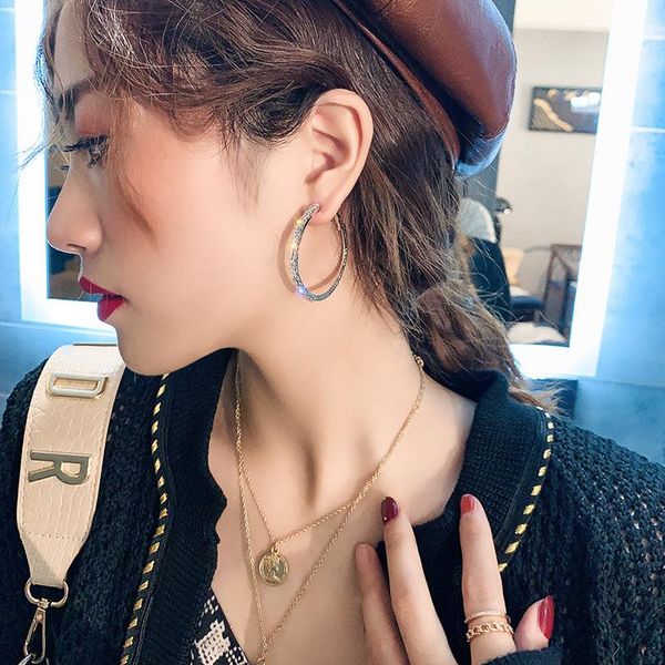 hoop & huggie simple temperament all-match earrings european and american zircon circle high-end exaggerated women, Golden;silver
hoop & huggie simple temperament all-match earrings european and american zircon circle high-end exaggerated women, Golden;silver