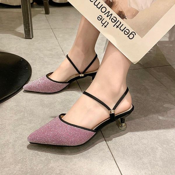 slippers fashion summer ladies shoes woman mules women cover pointed toe bling high heels casual slides, Black
slippers fashion summer ladies shoes woman mules women cover pointed toe bling high heels casual slides, Black