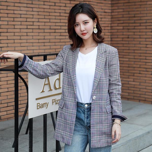 women's suits & blazers yushu retro spring suit blazer women office lady casual plaid jacket single button notched coat, White;black
women's suits & blazers yushu retro spring suit blazer women office lady casual plaid jacket single button notched coat, White;black