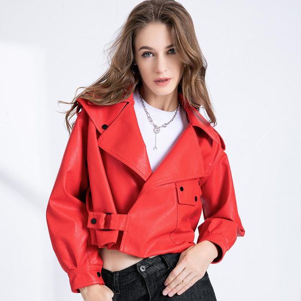 women's leather & faux spring autumn women jacket biker coat pu motorcycle female korean fashion loose streetwear ladies outerwear, Black
women's leather & faux spring autumn women jacket biker coat pu motorcycle female korean fashion loose streetwear ladies outerwear, Black