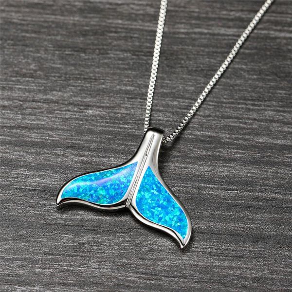 cute female blue opal pendant necklace classic silver color chain necklaces for women vintage mermaid fish tail wedding
cute female blue opal pendant necklace classic silver color chain necklaces for women vintage mermaid fish tail wedding