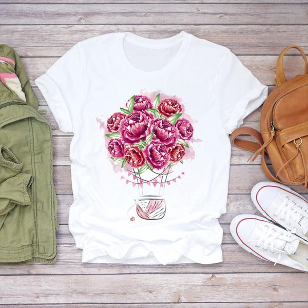 printing watercolor flower balloon 90s women cute floral print graphic female tee shirt, White
printing watercolor flower balloon 90s women cute floral print graphic female tee shirt, White