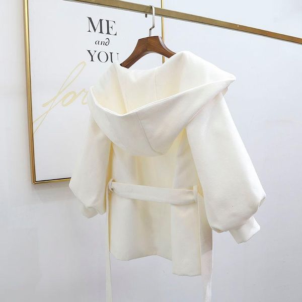 women's wool & blends loose white puff long sleeve belted coat single-breasted hooded jacket autumn winter oversize wild thick, Black
women's wool & blends loose white puff long sleeve belted coat single-breasted hooded jacket autumn winter oversize wild thick, Black