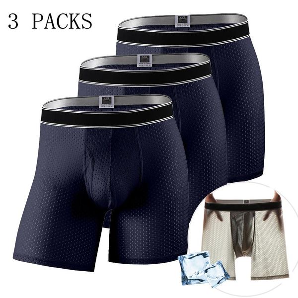underpants 3 pack summer ice silk mesh men's sports boxer long leg underwear men breathable thin lightweight for running cycling quick, Black;white
underpants 3 pack summer ice silk mesh men's sports boxer long leg underwear men breathable thin lightweight for running cycling quick, Black;white