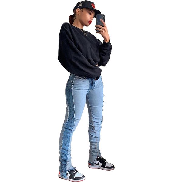 patchwork women stacked jeans high waist bodycon stretch slip hem denim boyfriend trousers pants wholesale dropshipping, Blue
patchwork women stacked jeans high waist bodycon stretch slip hem denim boyfriend trousers pants wholesale dropshipping, Blue