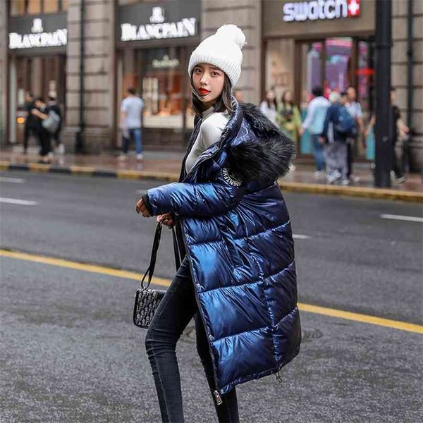 women long coat parkas female glossy winter warm thicken faux fur s silver down jacket parker 210923, Black
women long coat parkas female glossy winter warm thicken faux fur s silver down jacket parker 210923, Black