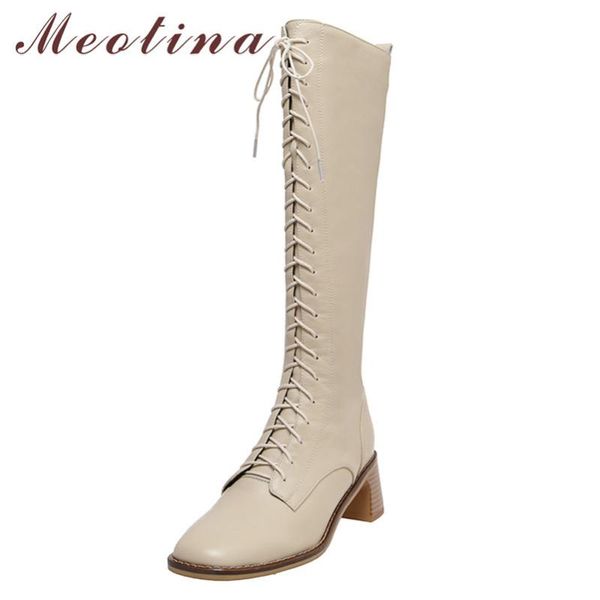 boots meotina motorcycle women shoes real leather high heel knee square toe thick heels zip lace up long lady, Black
boots meotina motorcycle women shoes real leather high heel knee square toe thick heels zip lace up long lady, Black